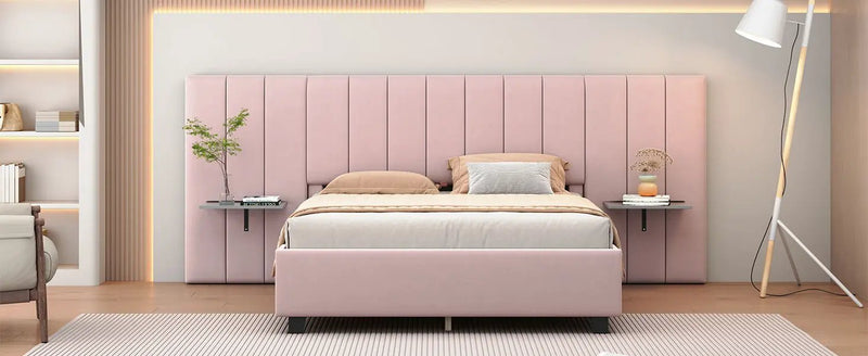 Upholstered Platform Bed With Big Headboard by HouseOfZazla