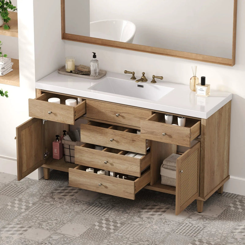 Bathroom Vanity With Sink, 5 Legs, Soft Close Drawers by HouseOfZazla