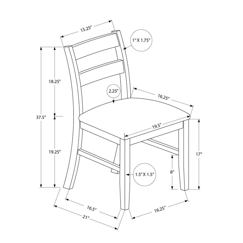 Dining Chair, Upholstered, Side, Dining Room, Transitional (Set of 2) - Brown by Unique Piece Furniture
