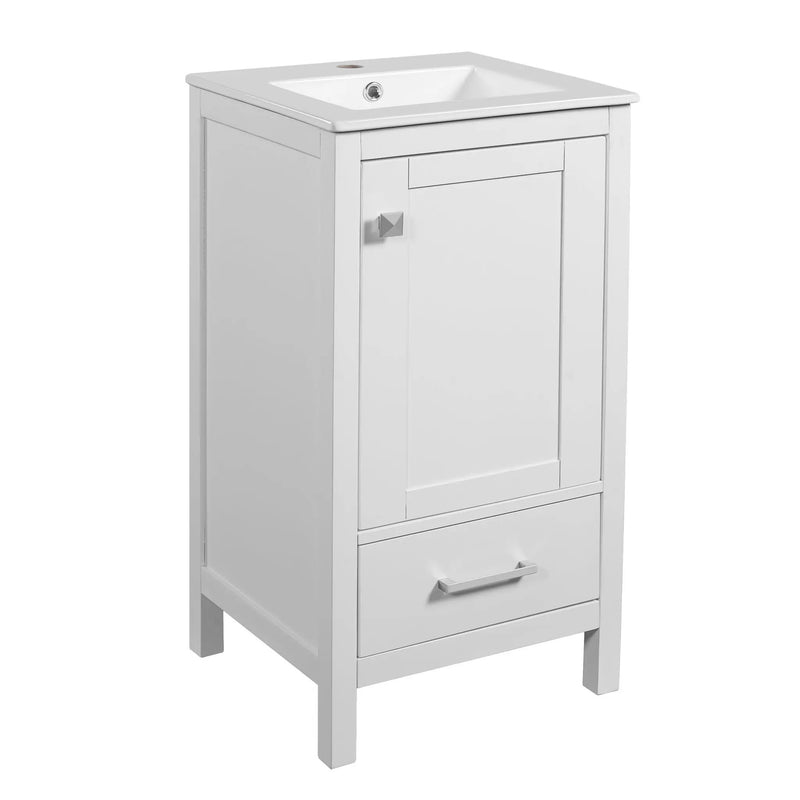 Bathroom Vanity With Ceramic Sink, Soft Close Drawers, Door Organizer, Divider Drawer, Adjustable Foot Pads by HouseOfZazla