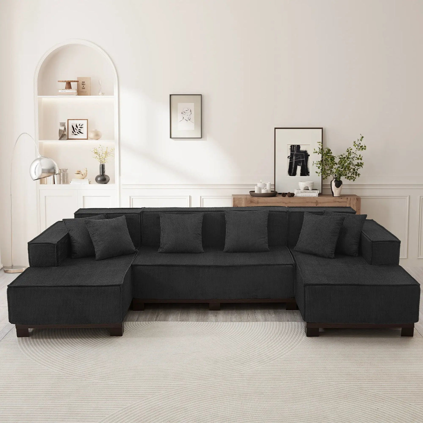 U-Shaped Sectional Sofa With RGB LED Light Strip And 6 Pillows by HouseOfZazla