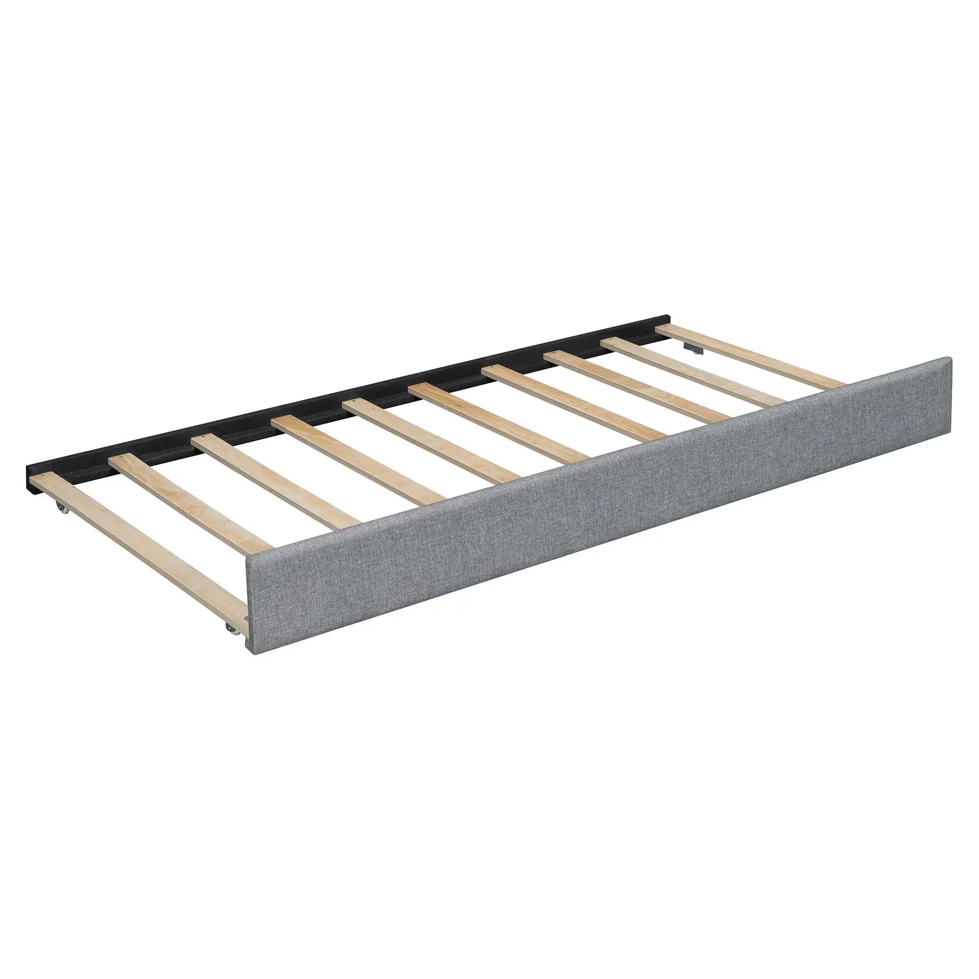 Upholstered Platform Bed With Reading Lights, Drawers, Trundle And Shelves by HouseOfZazla