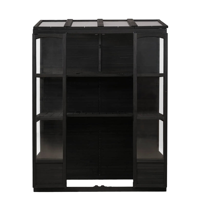 TOPMAX 78-inch Wooden Greenhouse Cold Frame with 4 Independent Skylights and 2 Folding Middle Shelves by HouseOfZazla