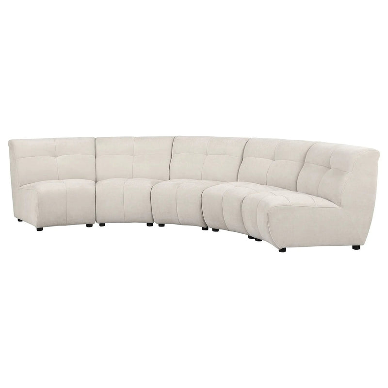 Oliver - 5 Piece Upholstered Sectional Sofa With Curved Silhouette - Ivory by HouseOfZazla