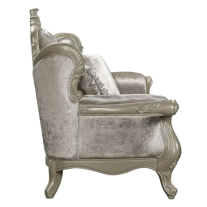 Libertee - Loveseat With 3 Pillows - Beige Fabric & Champagne by Unique Piece Furniture