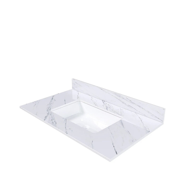 Bianco Carrara Venato Marble Vanity Top With Pre Drilled Faucet Hole And Undermount Sink by HouseOfZazla