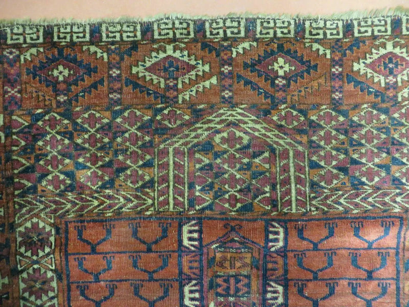 Antique Turkoman Ensi Wool Rug 4x5 by Jewel Rugs