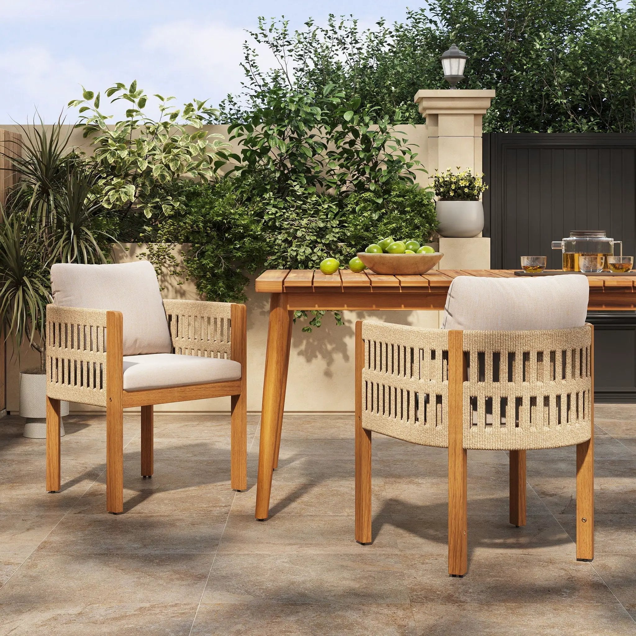 Outdoor Dining Chairs With Mix Rope Handles (Set of 2) by HouseOfZazla