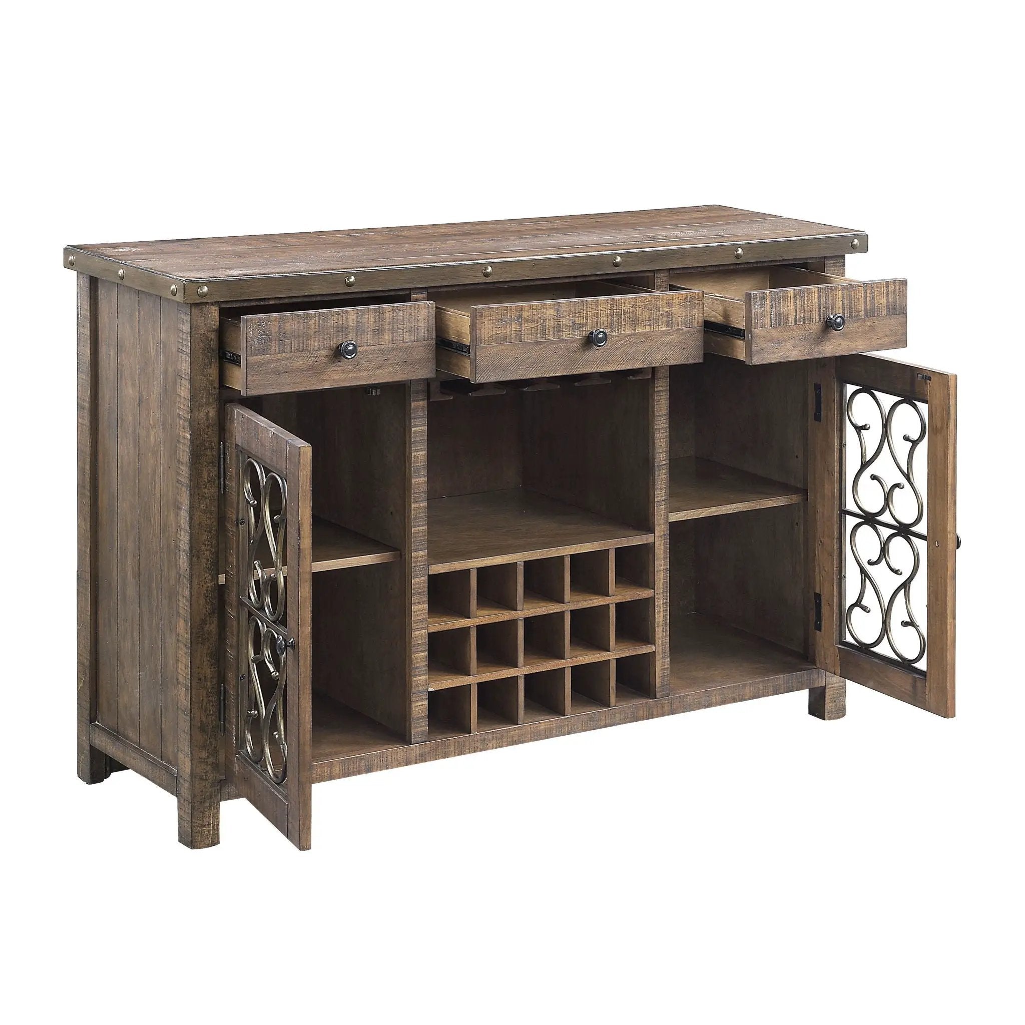 Raphaela - Server With Cup Holder & Wine Rack - Cherry by Unique Piece Furniture