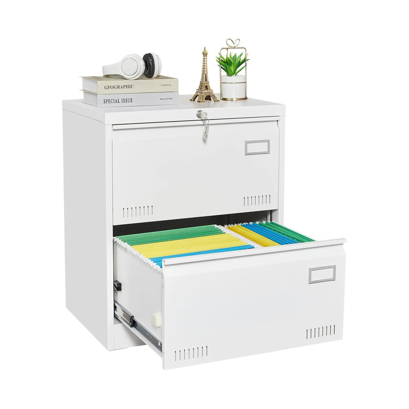 Filing Cabinet Lateral File Cabinet 3 Drawer, Locking Metal File Cabinets Three Drawer, Office Filing Cabinet With Lock Drawers For Home Office by HouseOfZazla