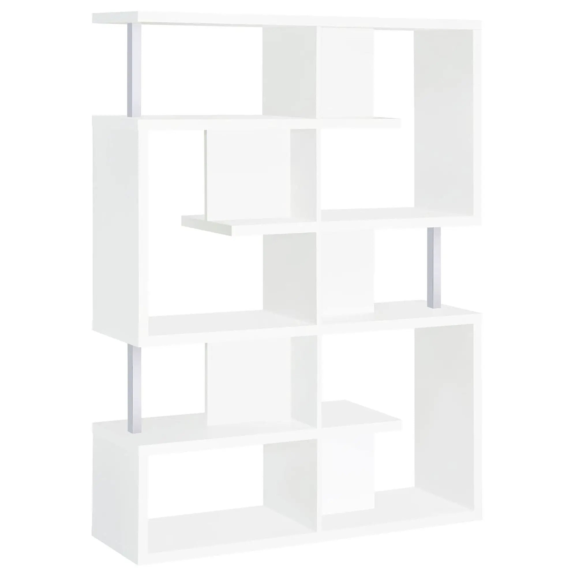 5 Tier Geometric Bookcase - White by HouseOfZazla