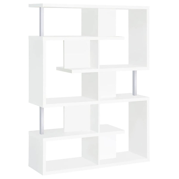 5 Tier Geometric Bookcase - White