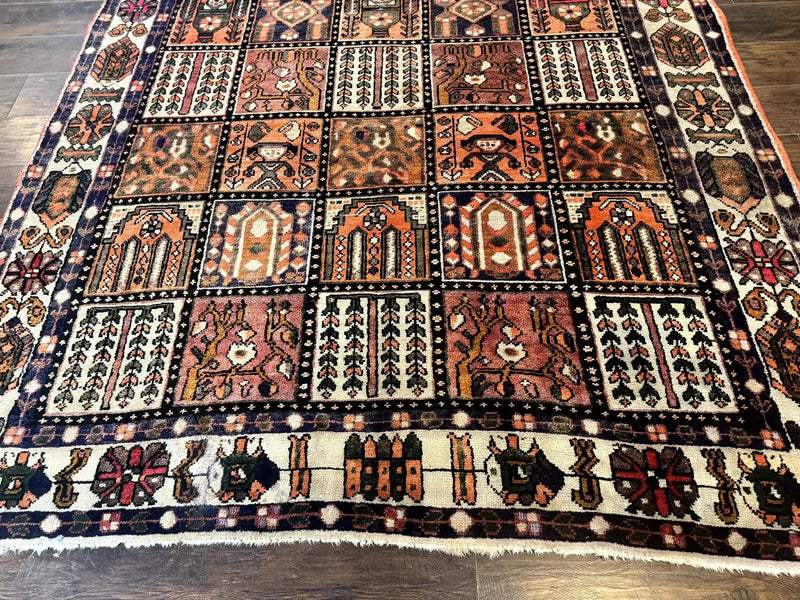 Persian Bakhtiari Tribal Rug 7x10, Panel Design, Semi Antique by Jewel Rugs