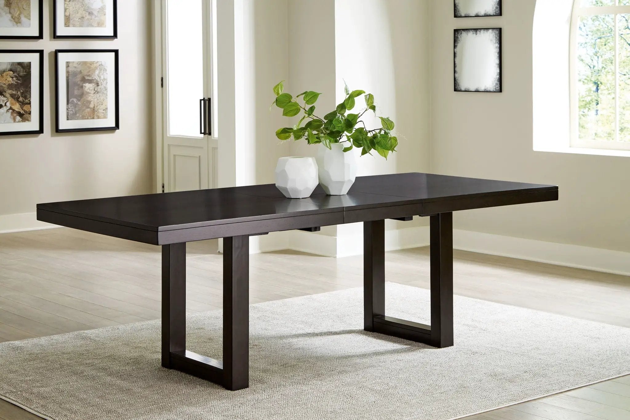Neymorton - 7 Pc. - Rectangular Extension Table, 6 Side Chairs - Dark Grayish Brown by Unique Piece Furniture