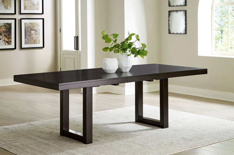 Neymorton - 7 Pc. - Rectangular Extension Table, 6 Side Chairs - Dark Grayish Brown by Unique Piece Furniture