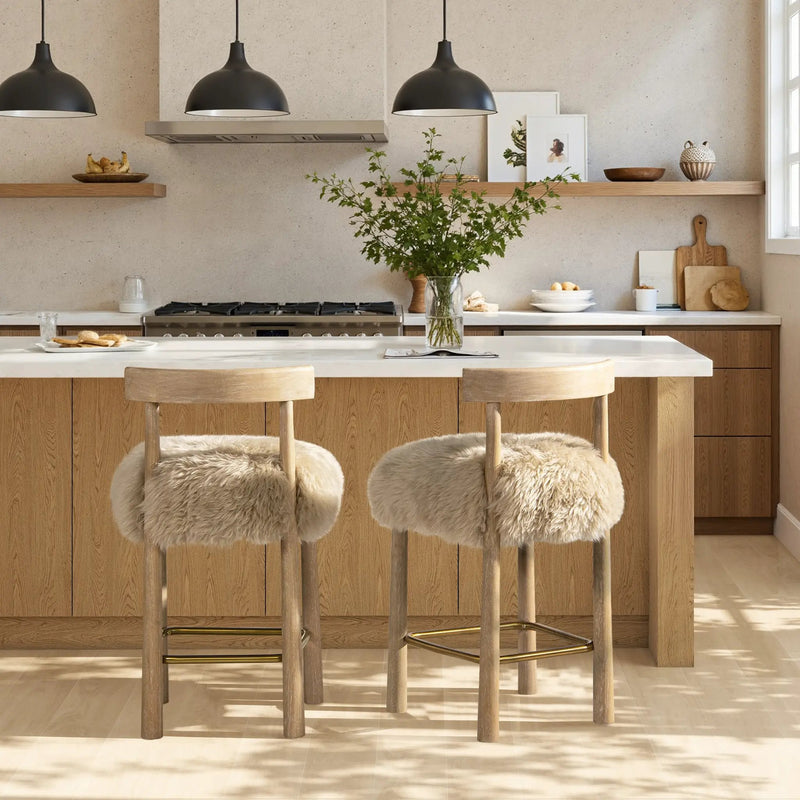 Arden 27.5 Genuine Fur Counter Height Bar Stool by HouseOfZazla