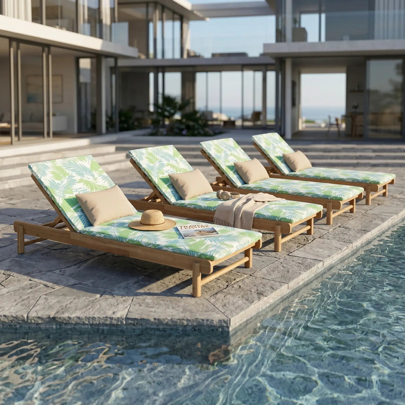 Light Teak Acacia Wood Chaise Lounge Set by HouseOfZazla