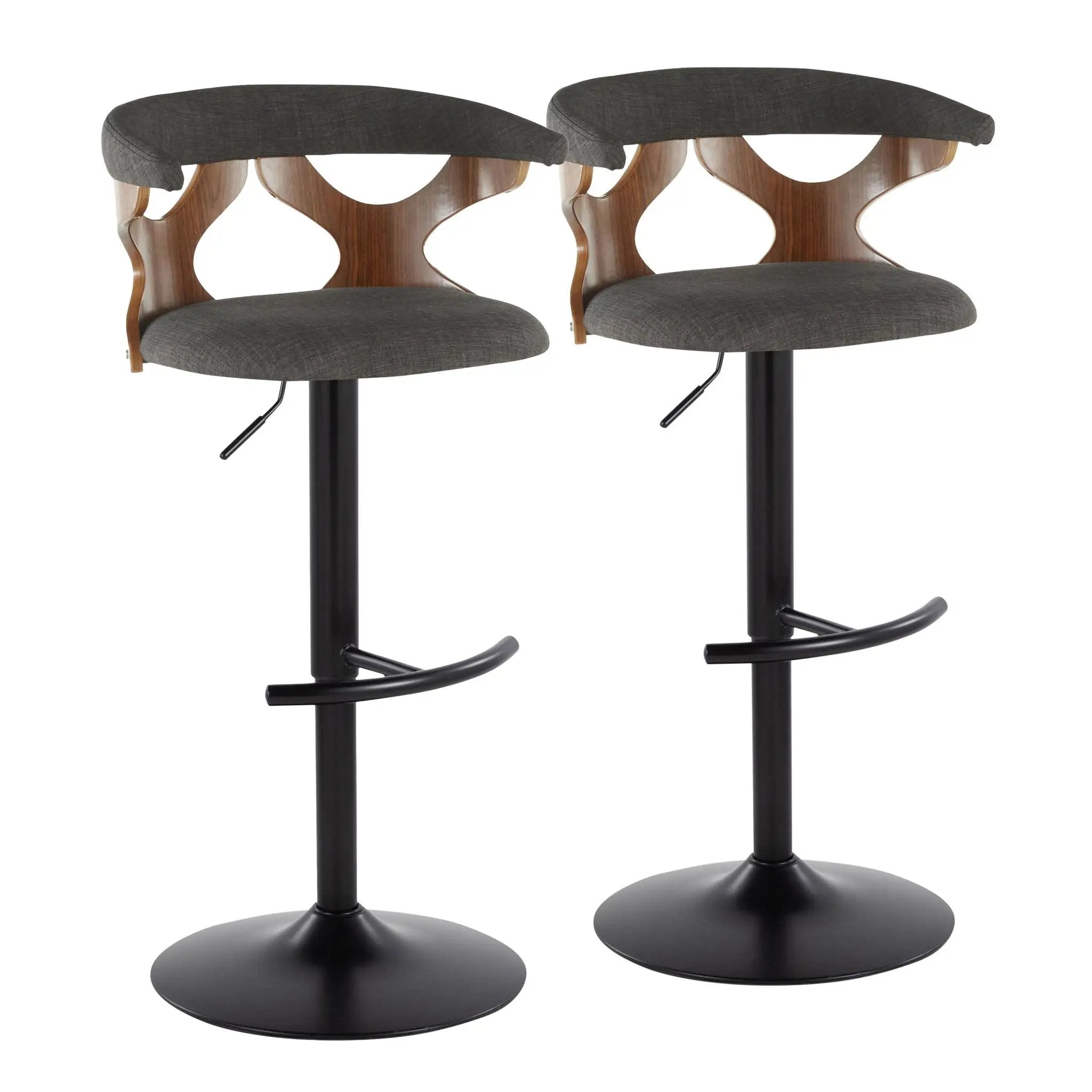Gardenia - Contemporary Adjustable Barstool, Swivel With Rounded T Footrest (Set of 2) by Unique Piece Furniture