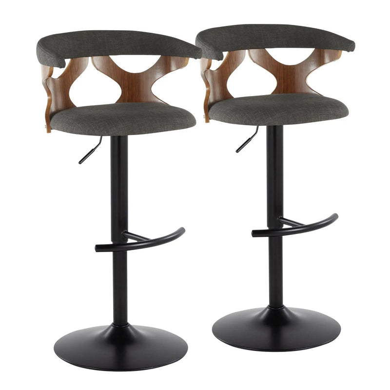 Gardenia - Contemporary Adjustable Barstool, Swivel With Rounded T Footrest (Set of 2) by HouseOfZazla