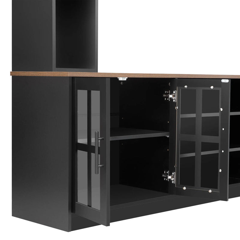 Wall Unit Entertainment Center With Bookshelves For TVs Up To 80", Tempered Glass Doors And Adjustable Shelves by HouseOfZazla