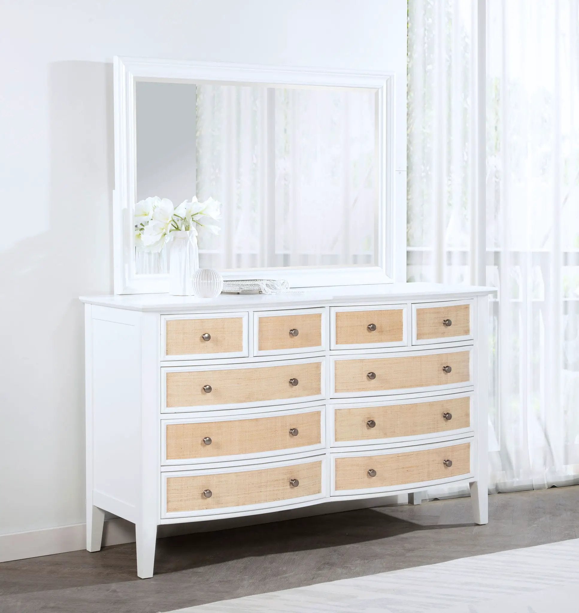 Bexhill 10-drawer Dresser and Mirror White by Unique Piece Furniture