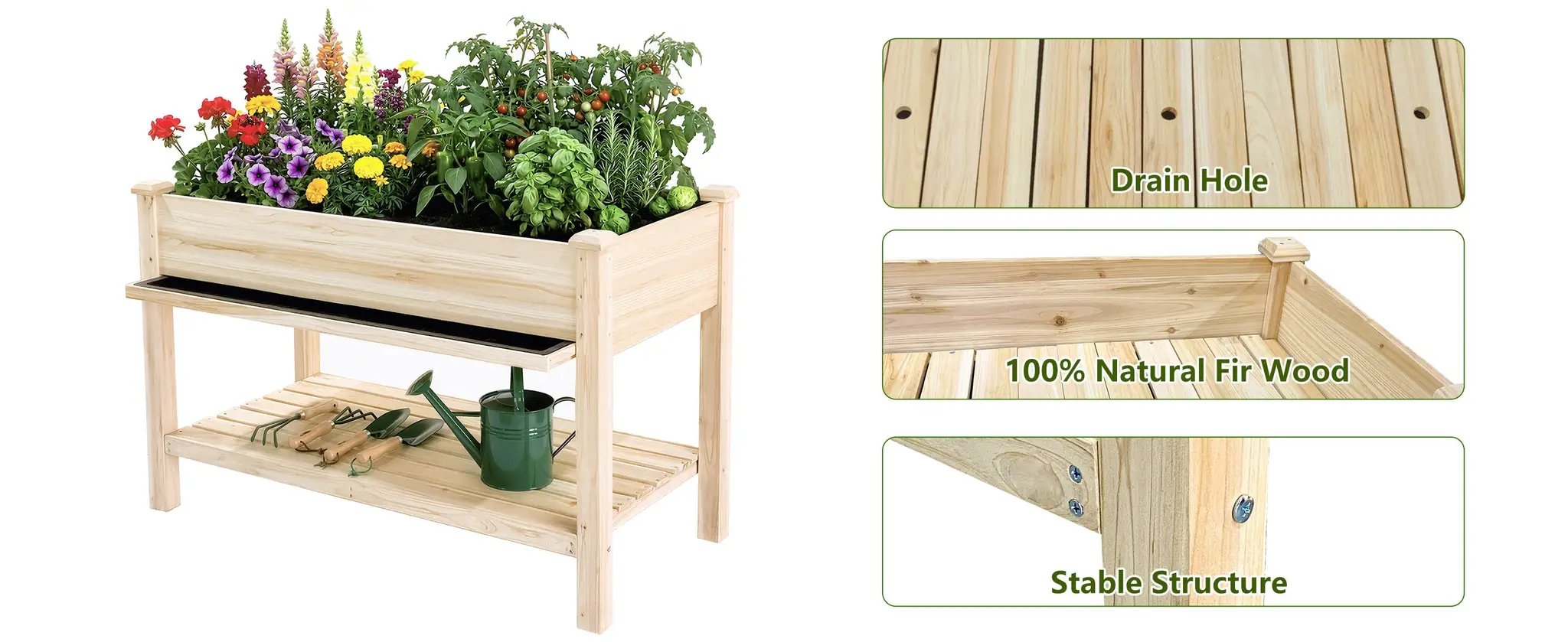 Raised Garden Bed with Water Collection Tray and Storage Shelf by HouseOfZazla