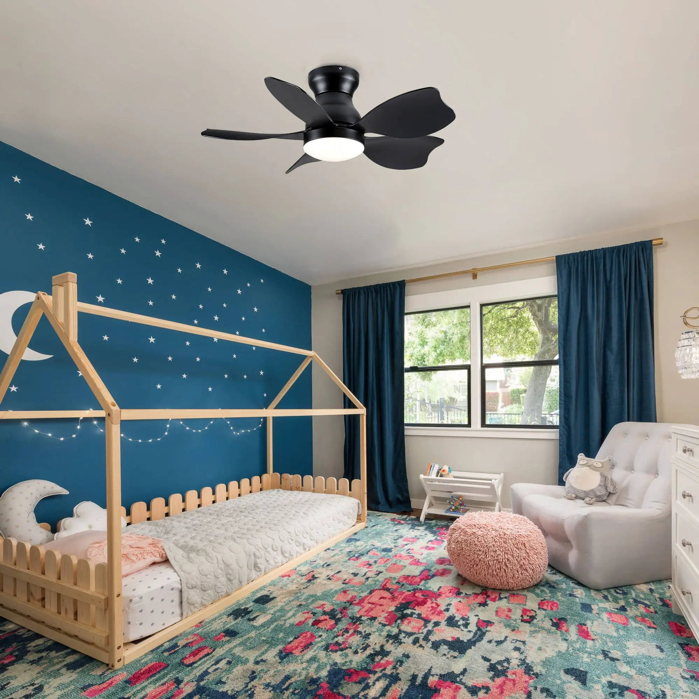 Low Profile Flush Mount Ceiling Fan With Light by HouseOfZazla