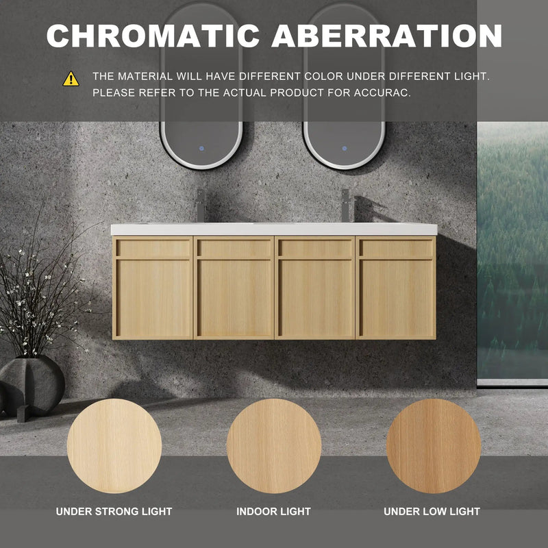 Wall-Mounted Bathroom Vanity With Resin Sink And Soft Closing Doors by Unique Piece Furniture
