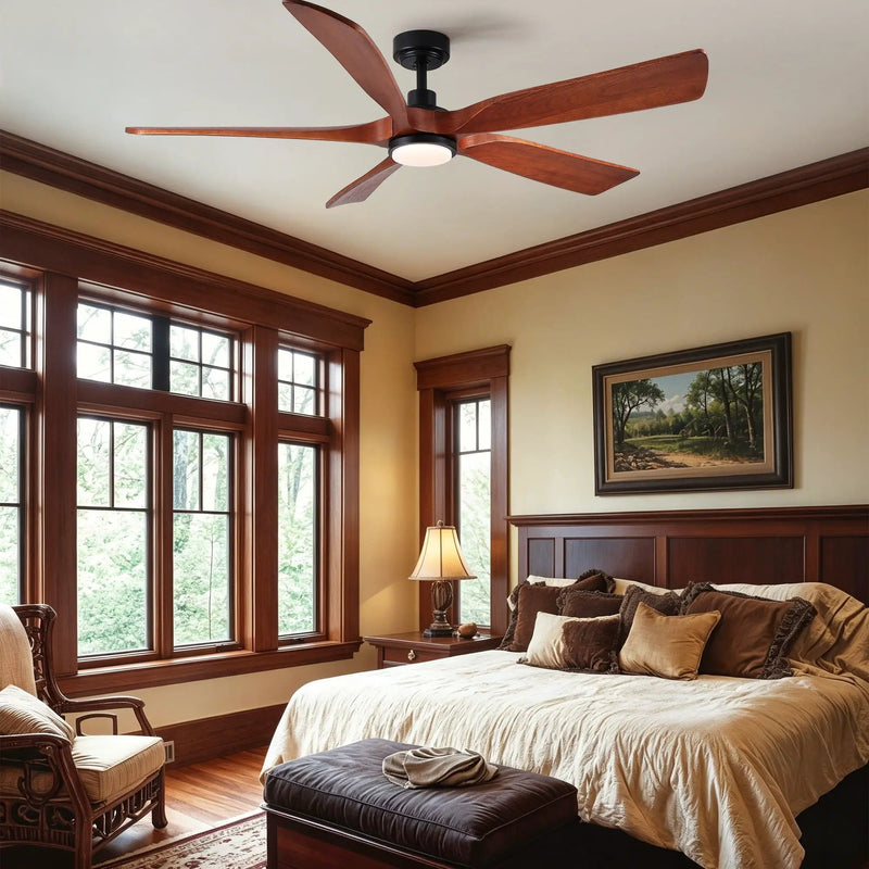 Ceiling Fan With Light And Remote Control, Noiseless, Dimmable, 6 Speeds Reversible For Indoor Or Covered Outdoor Use - Matte Black by HouseOfZazla