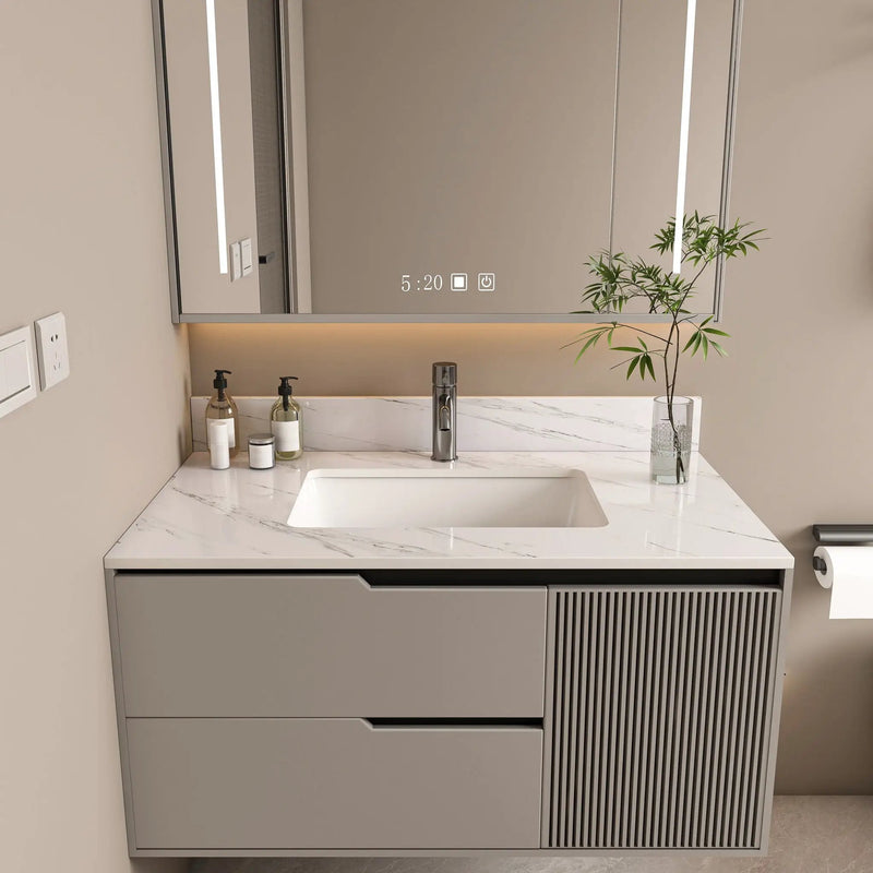 Bianco Carrara Venato Marble Vanity Top With Pre Drilled Faucet Hole And Undermount Sink by HouseOfZazla