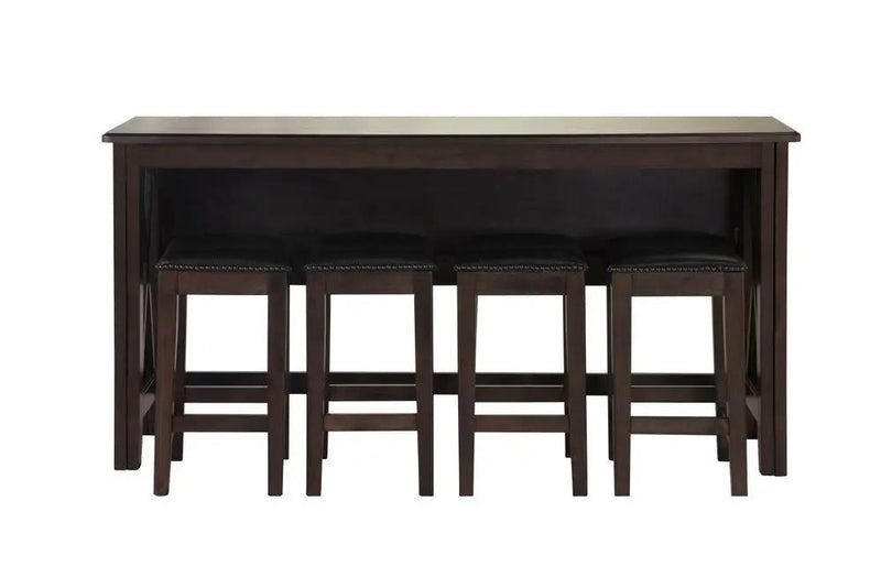 Drop Leaf Table With 4 Stools - Dark Brown by Unique Piece Furniture