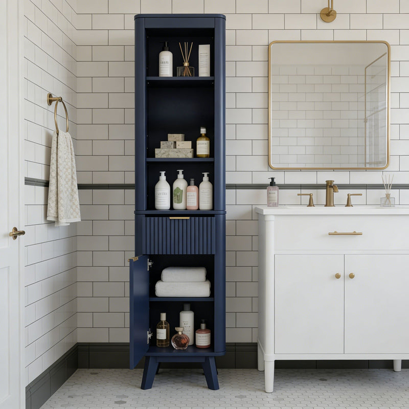 Tall Bathroom Storage Cabinet With Adjustable Shelves And 1 Drawer & Door by HouseOfZazla