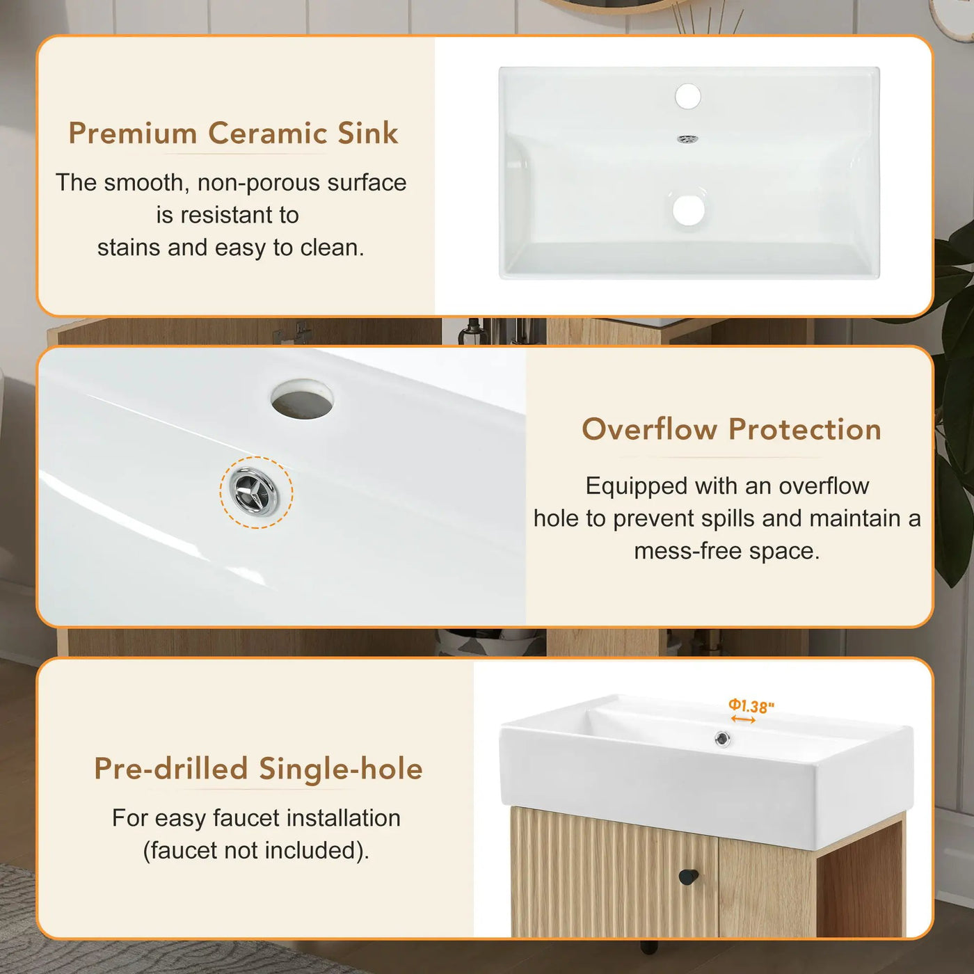 Modern Floating Bathroom Vanity With Ceramic Basin Perfect For Small Bathrooms by Unique Piece Furniture