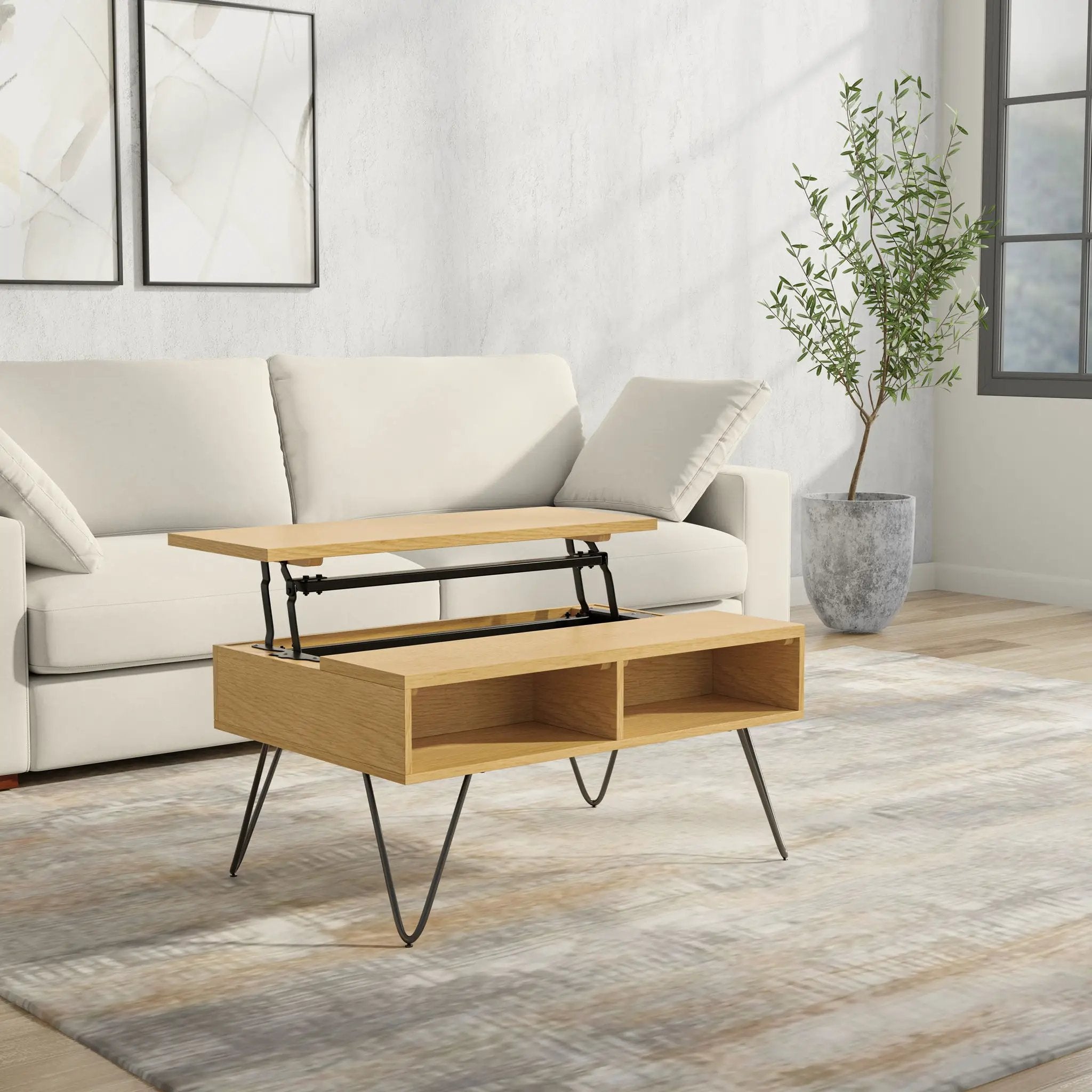 Hunter - Lift Top Coffee With Hidden Storage - Oak by HouseOfZazla
