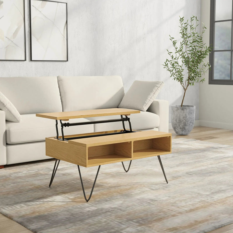 Hunter - Lift Top Coffee With Hidden Storage - Oak by HouseOfZazla
