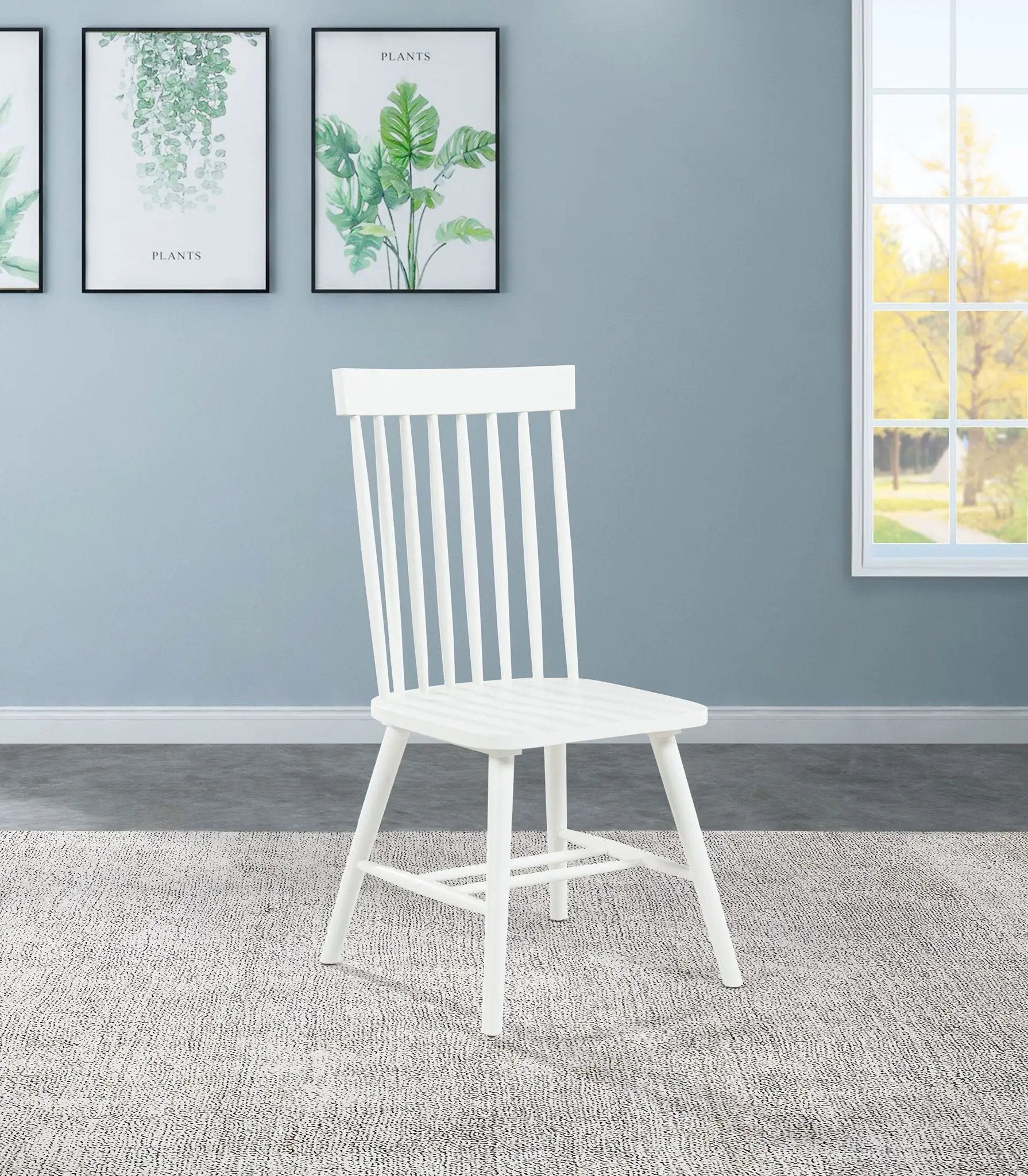 Andrews Windsor Spindle Back Dining Side Chair White (Set of 2) by Unique Piece Furniture