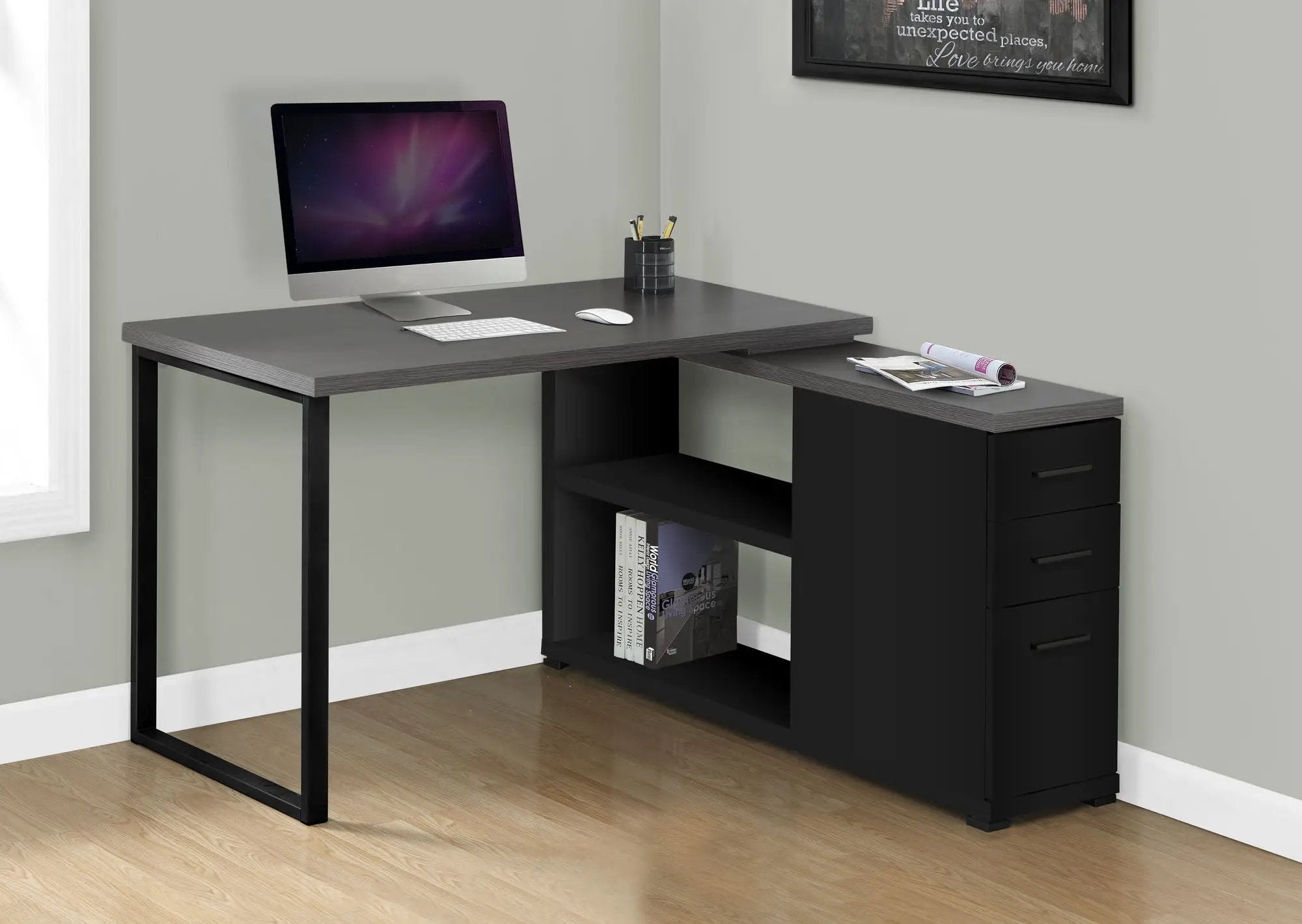 Computer Desk, Home Office, Corner, Left, Right Set - Up, Storage Drawers, L Shape, Laptop, And Contemporary & Modern by Unique Piece Furniture