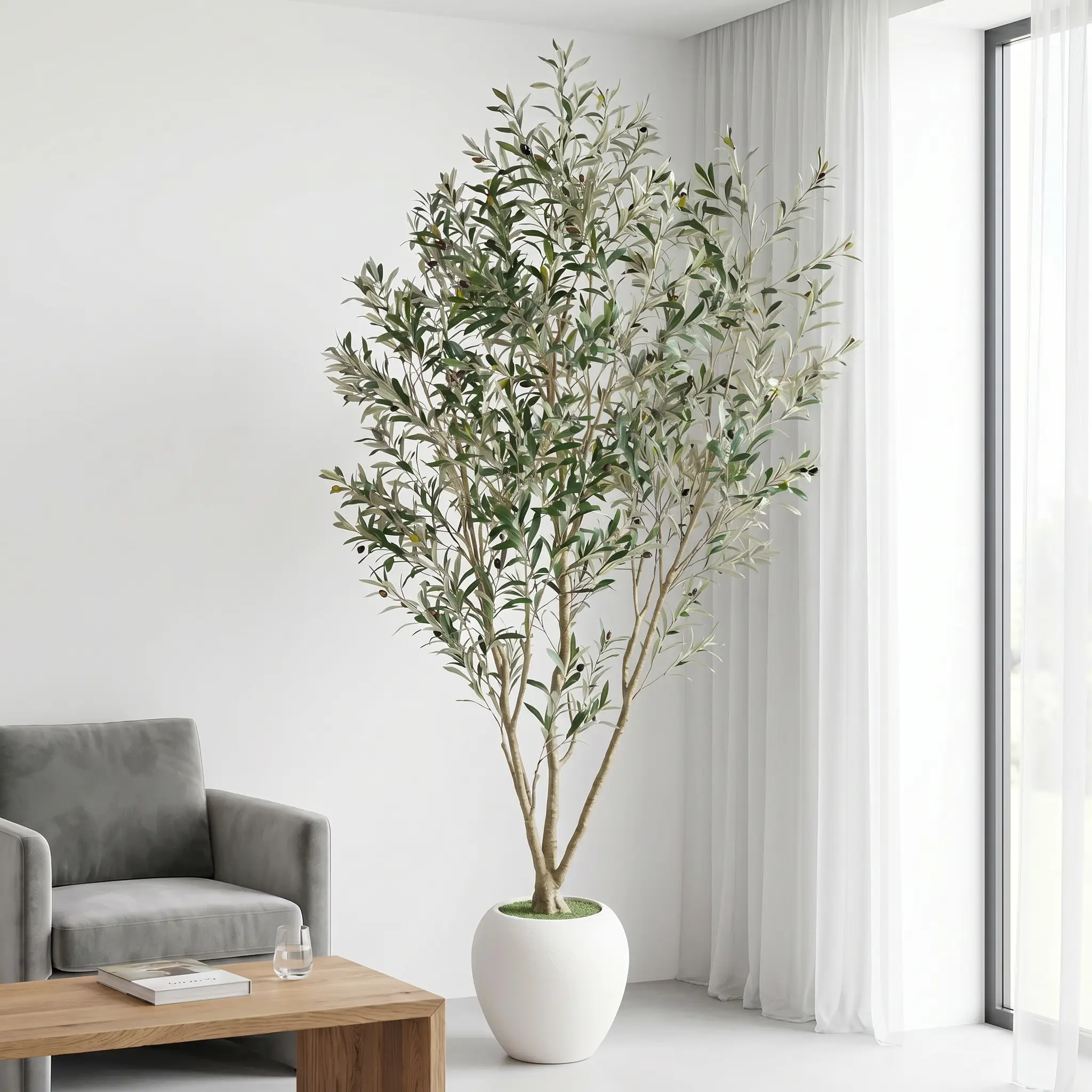 8FT Artificial Olive Tree With Big Decorative by HouseOfZazla
