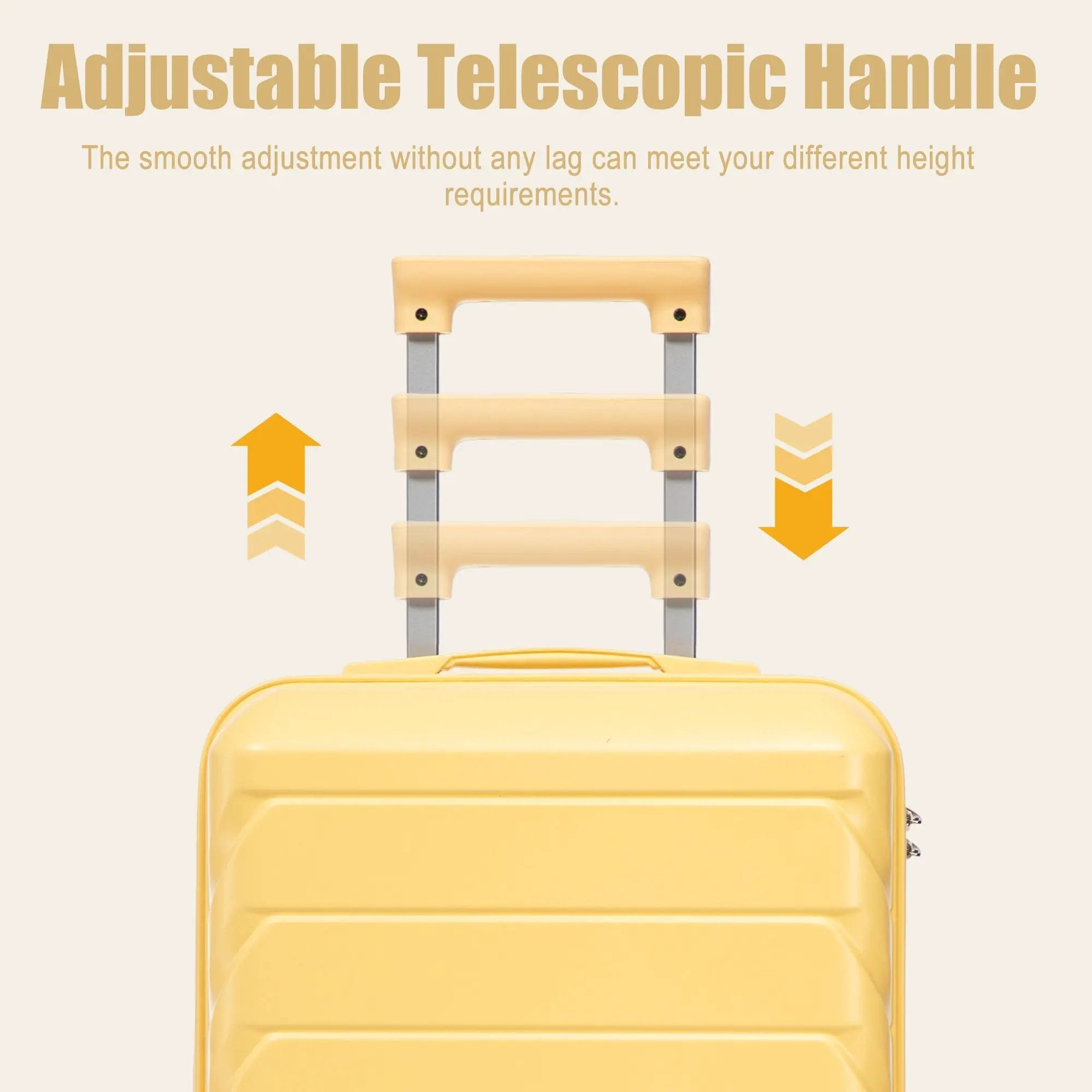 20 Inch ABS Hard Shell Travel Checked Luggage - Yellow by HouseOfZazla
