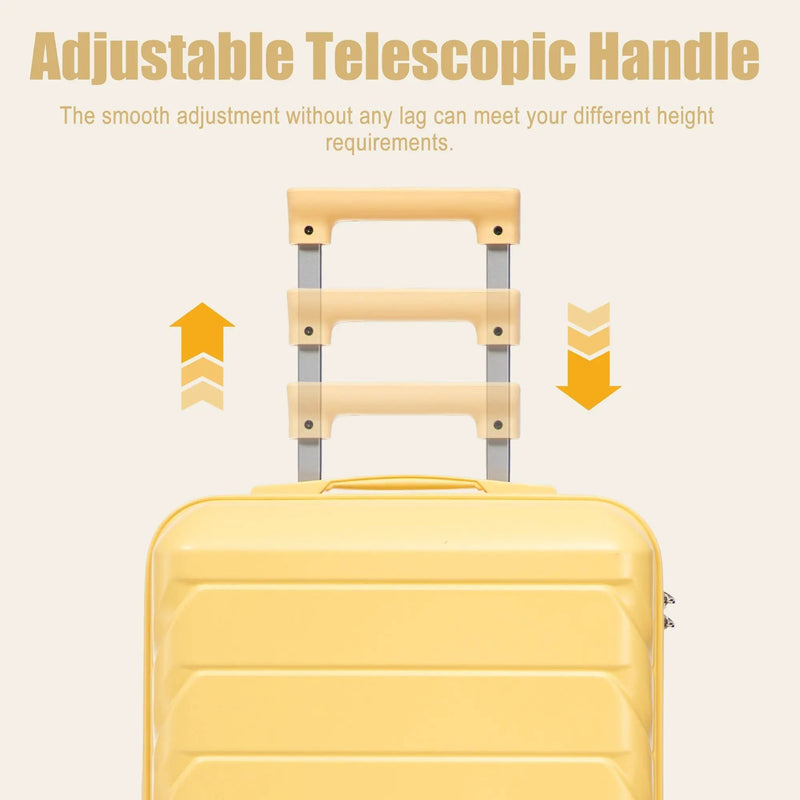 20 Inch ABS Hard Shell Travel Checked Luggage - Yellow by HouseOfZazla