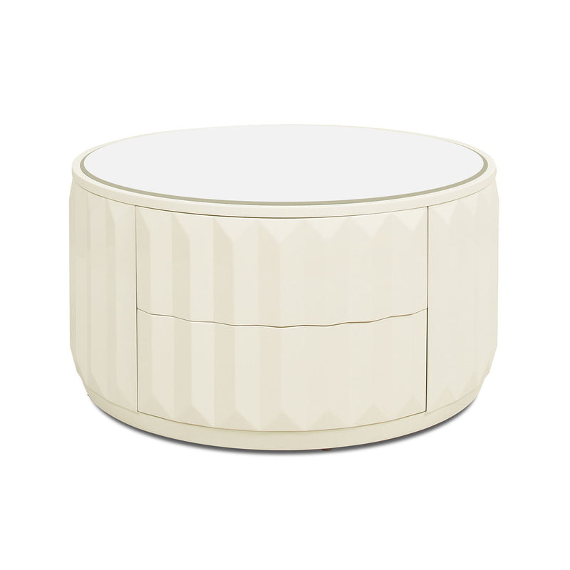 Facino - Round Storage Coffee Table - White Birch by HouseOfZazla