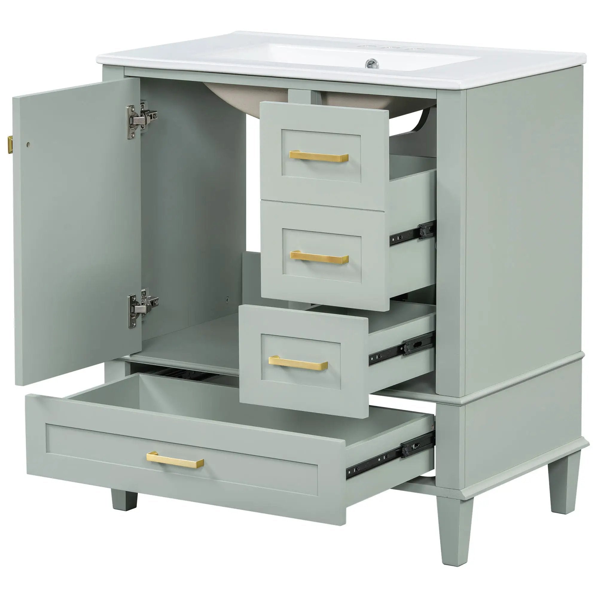 Bathroom Vanity, Modern Bathroom Cabinet With Sink Combo Set, Bathroom Storage Cabinet With A Soft Closing Door And 3 Drawers, Solid Wood Frame by HouseOfZazla