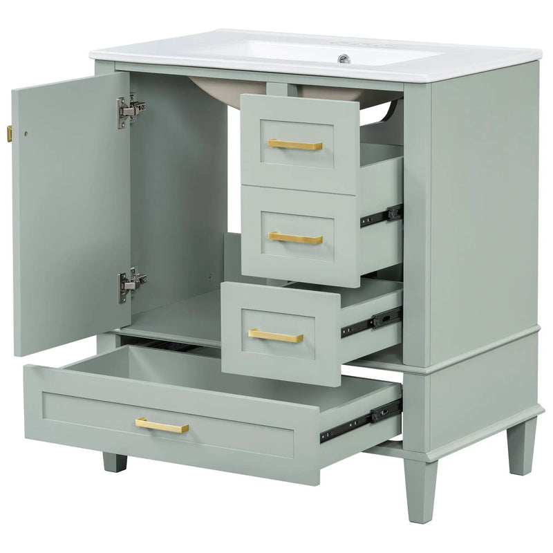 Bathroom Vanity, Modern Bathroom Cabinet With Sink Combo Set, Bathroom Storage Cabinet With A Soft Closing Door And 3 Drawers, Solid Wood Frame by HouseOfZazla