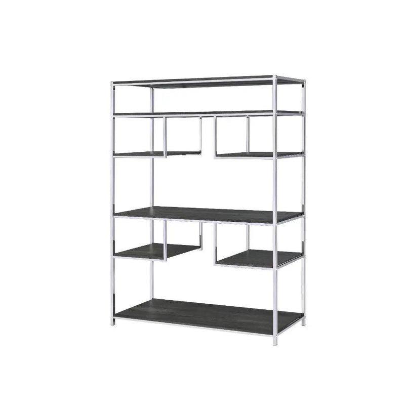Vonara - Bookshelf - Rustic Gray Oak & Chrome by Unique Piece Furniture