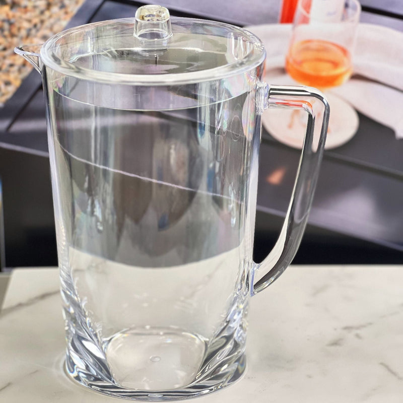 Halo - Oval Design Unbreakable Plastic Water Pitcher With Lid Acrylic, 2.75 Quarts - Clear by HouseOfZazla