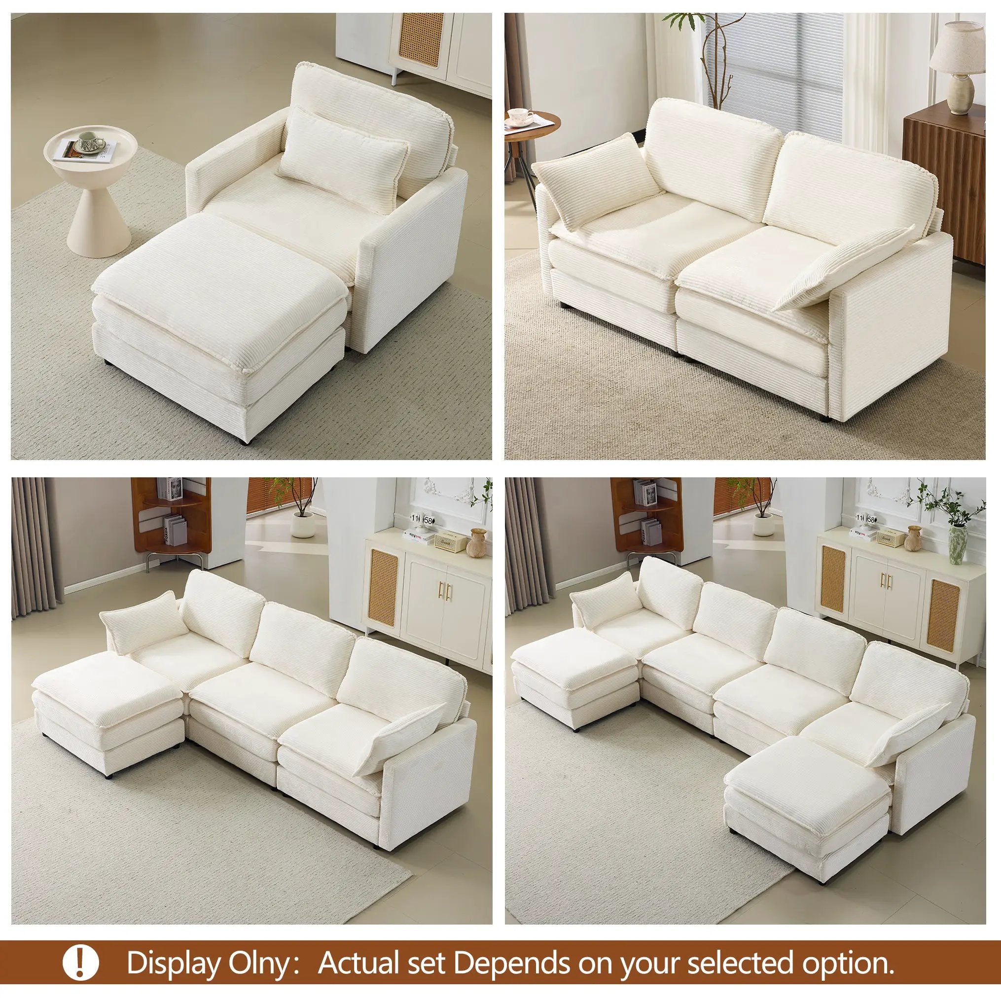 136" Plush Cloud 3-seater Sofa: Modular Design with Footstools by HouseOfZazla