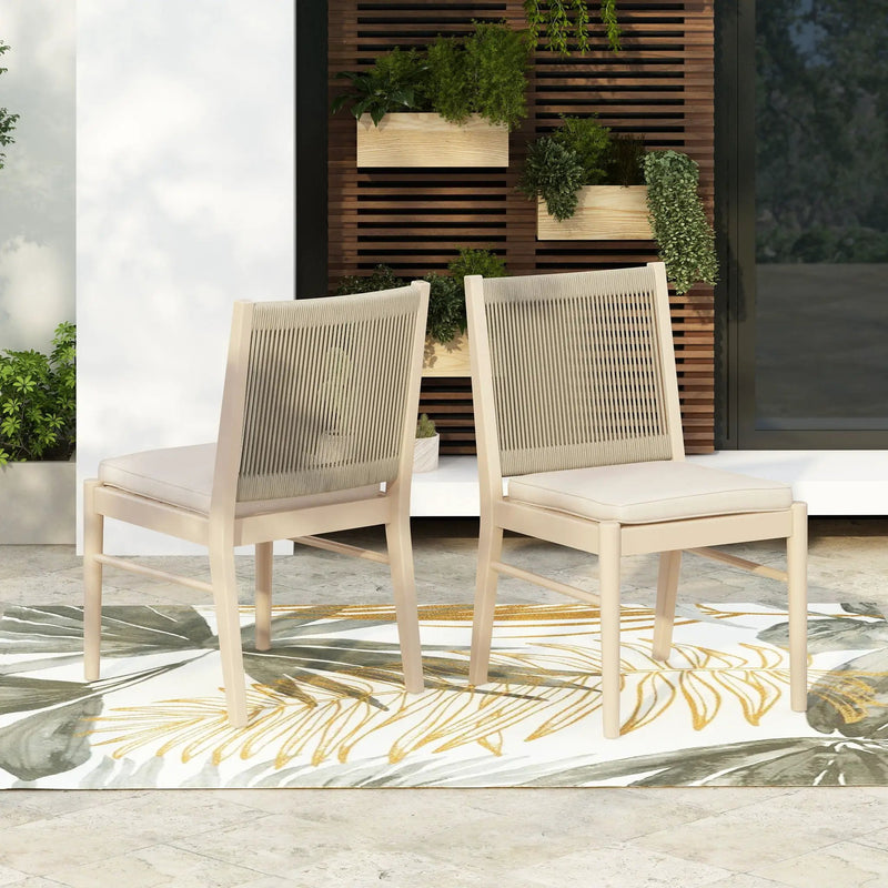 Cordoba Dining Chair Set of 2 - Comfortable Armless Beige Chairs by HouseOfZazla