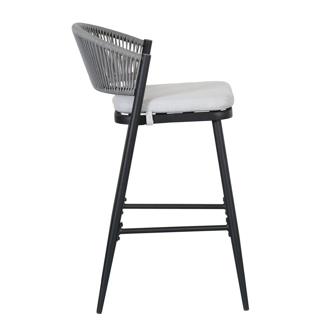 Outdoor Bar Height Metal Frame Counter Stools with Scallop-Shaped Backrest & Water-Resistant Cushions by HouseOfZazla