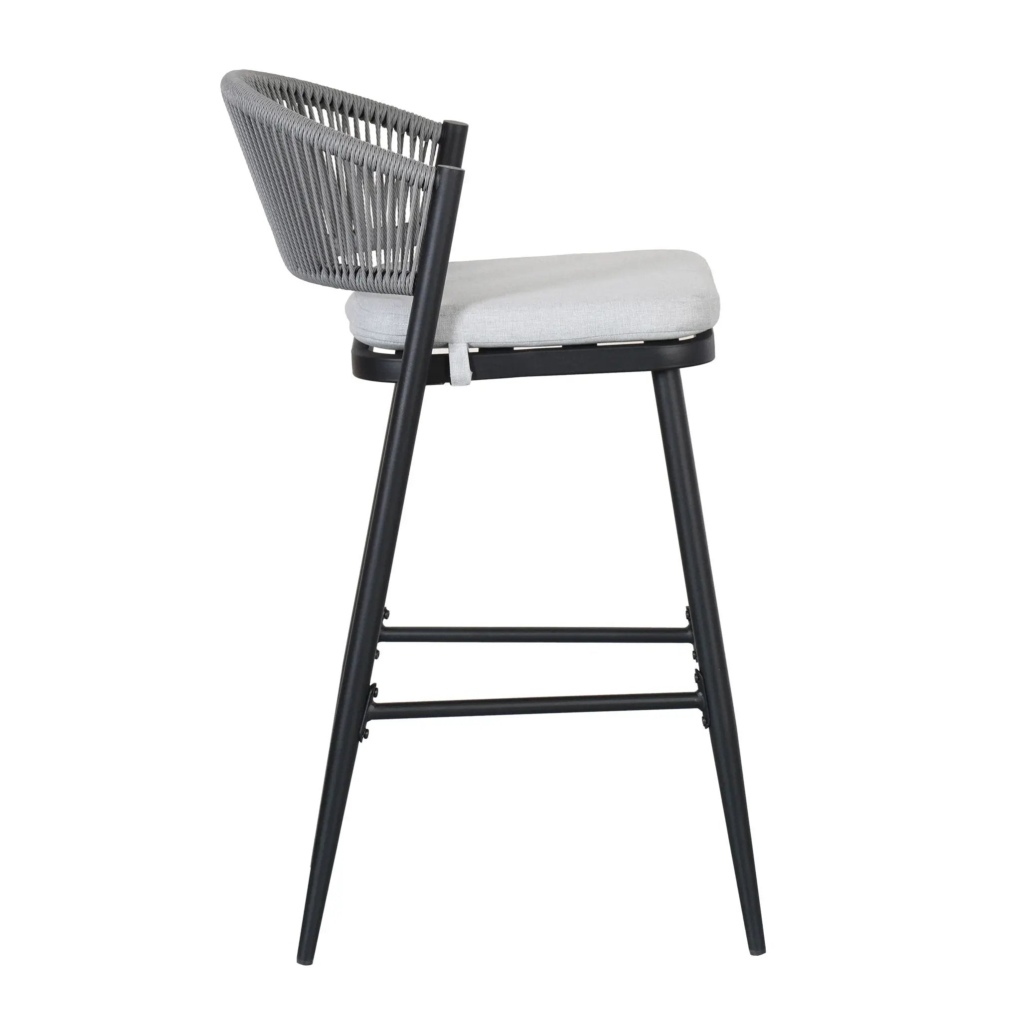 Outdoor Bar Height Metal Frame Counter Stools with Scallop-Shaped Backrest & Water-Resistant Cushions by HouseOfZazla