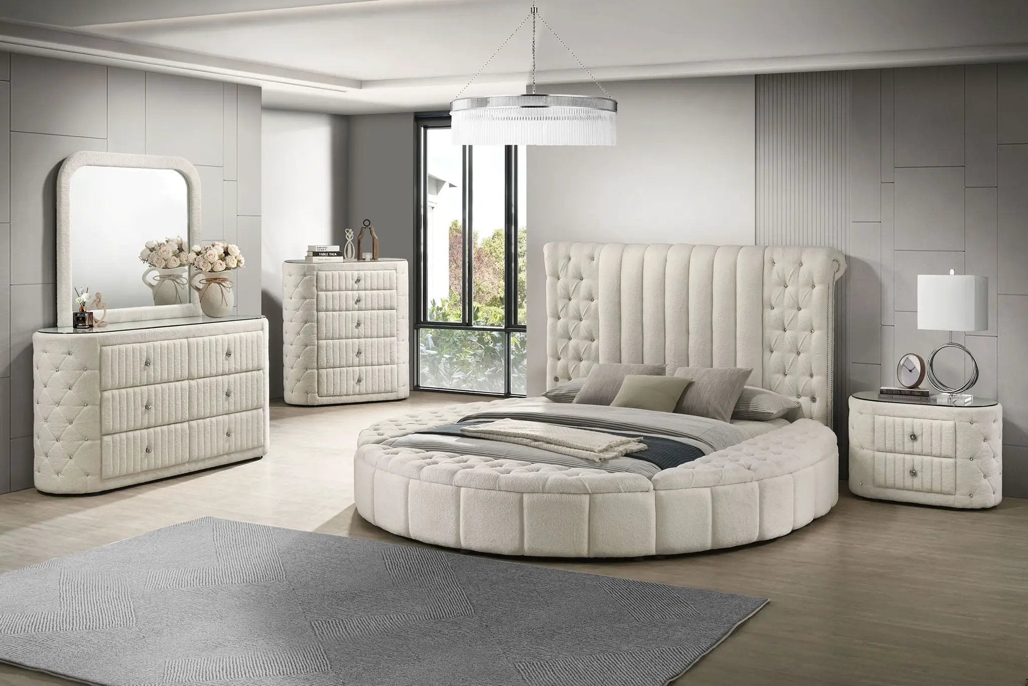 Sonya 5-piece Upholstered Queen Bedroom Set Ivory by Unique Piece Furniture